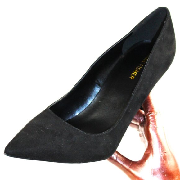 Marc Fisher Shoes - Marc Fisher MF Garick Gold Accent Stiletto Faux Suede Styling Heels, Siz…